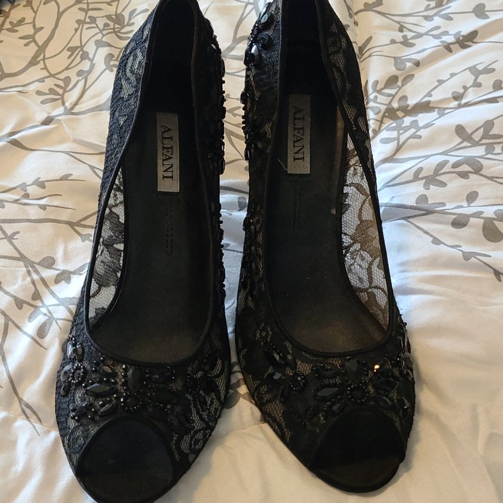 Alfani Jewled and Lace Heels